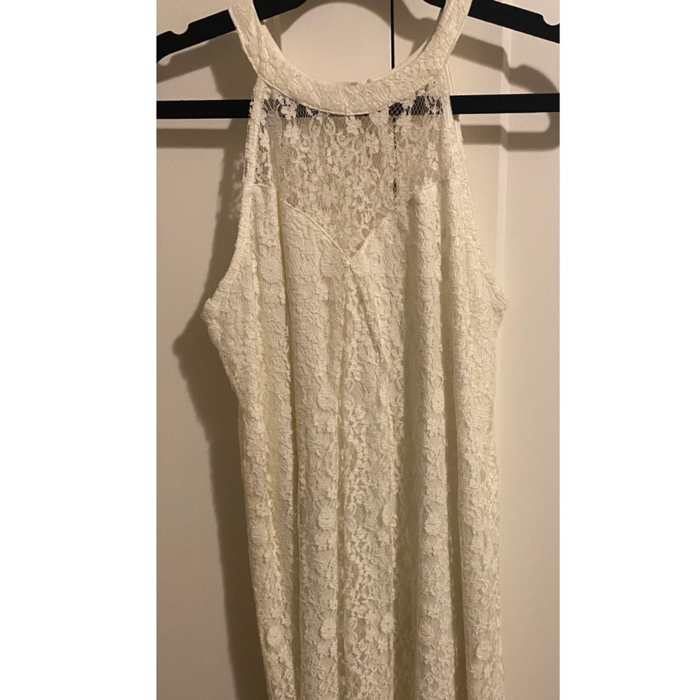 Monteau LA lace midi halter dress